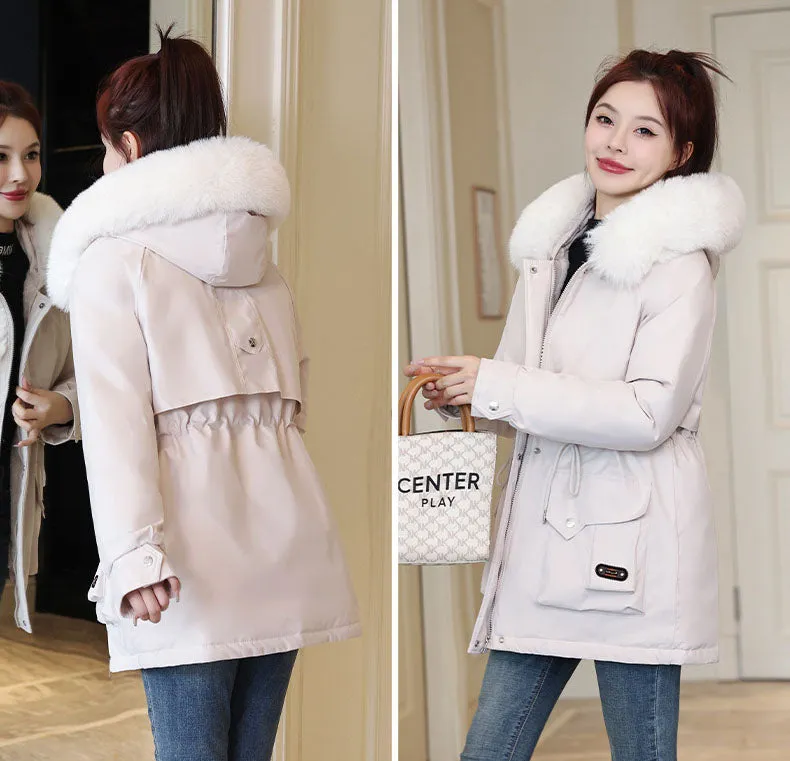 Thickened Zip-up Parka with Fleece-lined Comfort