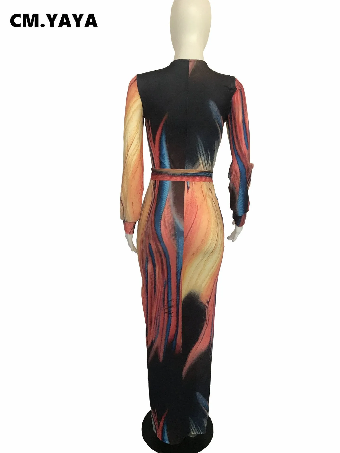 Tie Dye Striped Print Bodycon Maxi Dress
