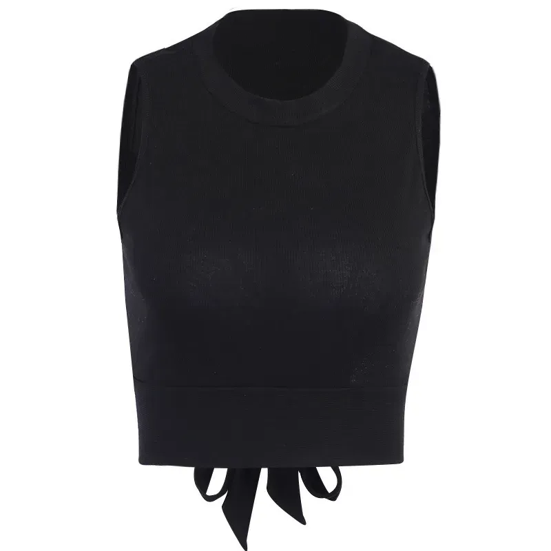 Tied Together Open-Back Mock Neck Crop Top