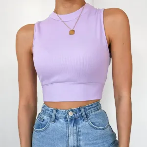 Tied Together Open-Back Mock Neck Crop Top