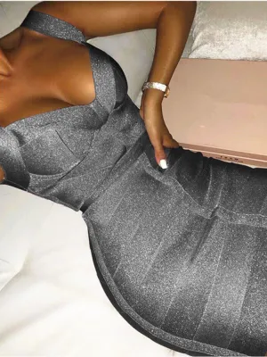 V Neck Backless Bandage Dress
