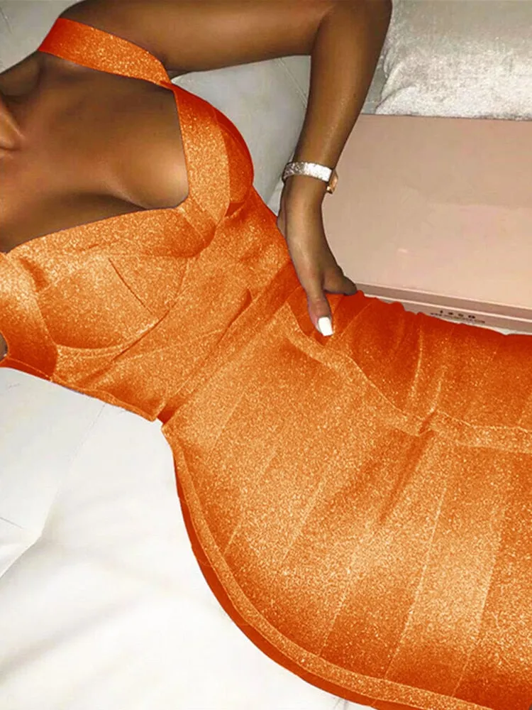 V Neck Backless Bandage Dress