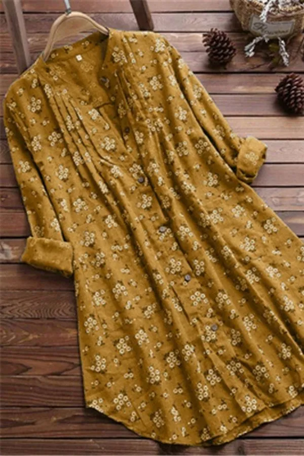 V Neck Floral Printing Blouse