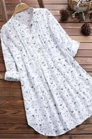 V Neck Floral Printing Blouse