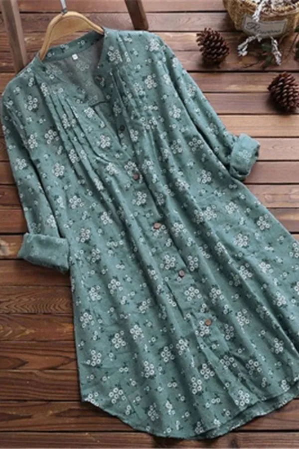 V Neck Floral Printing Blouse
