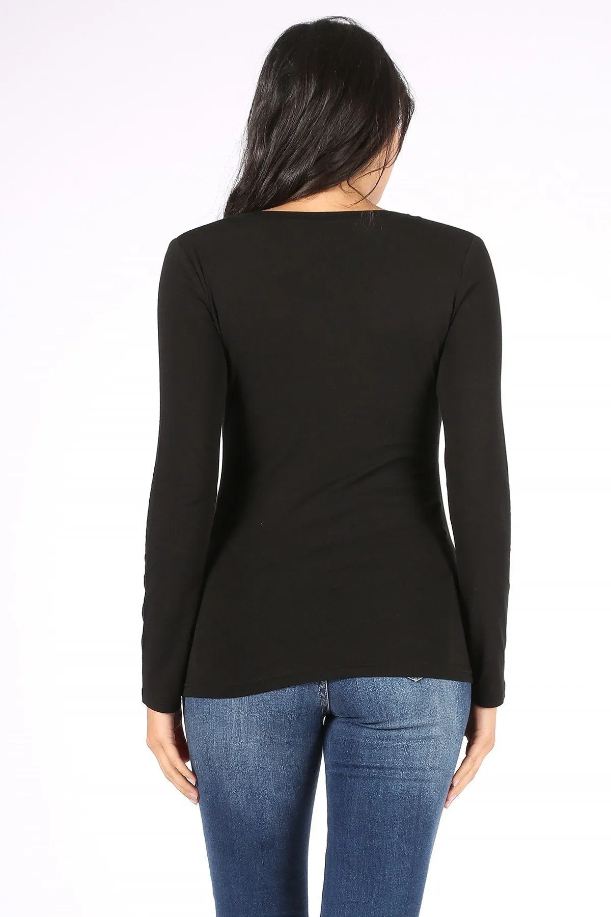 V neck longe sleeve BLACK