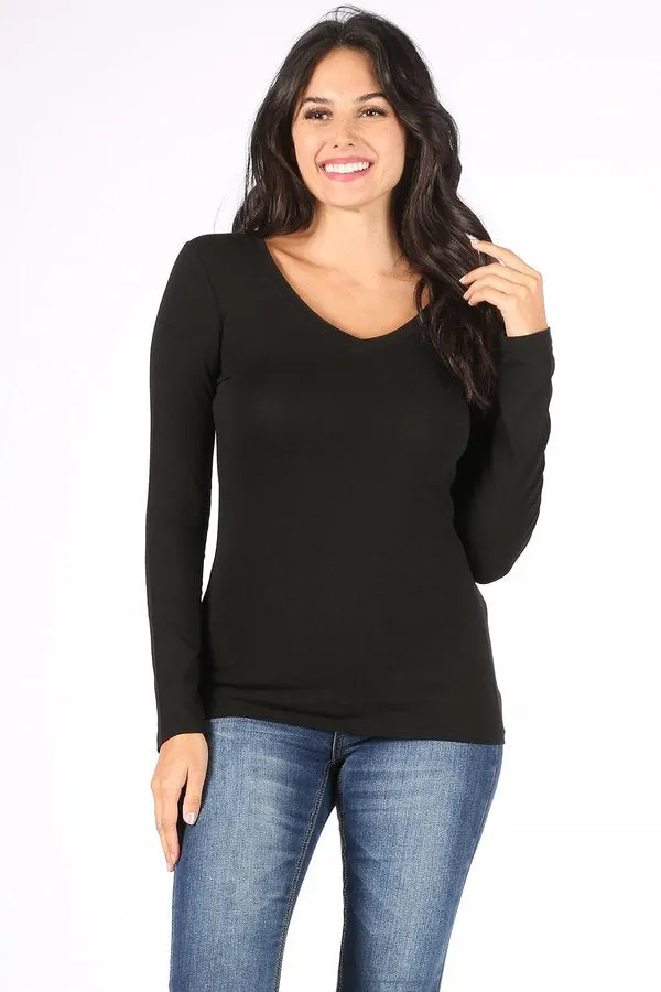 V neck longe sleeve BLACK
