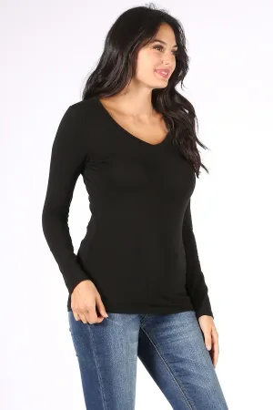 V neck longe sleeve BLACK