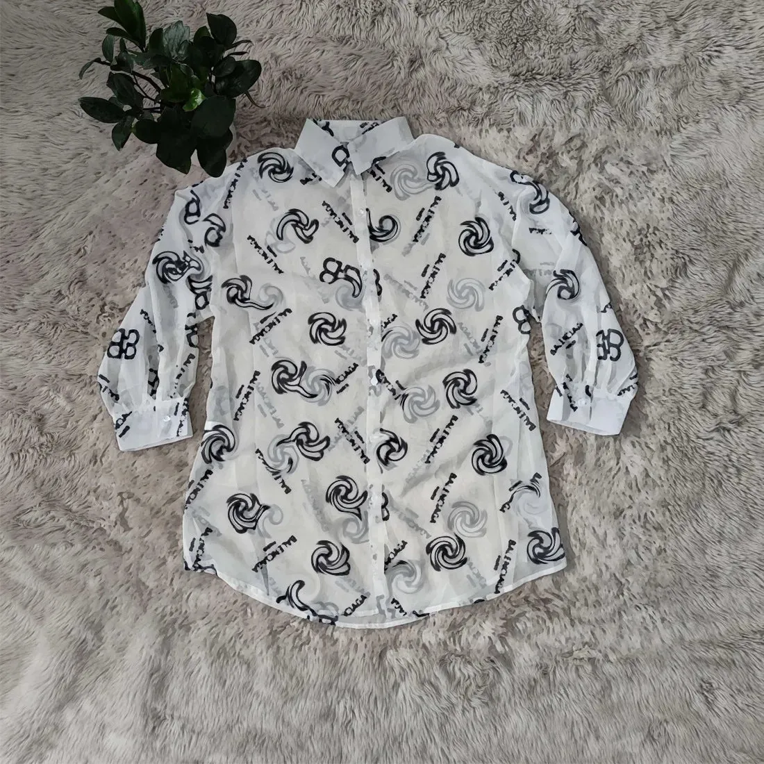 Women Blouses Shirts Casual Letter Print Shirt Tops Designer Blouse Long Sleeved Free Ship