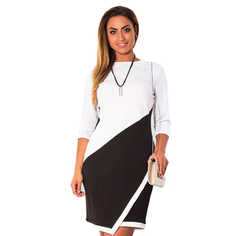 women casual sheath patchwork dress fashion bodycon knee length party dresses 5xl 6xl plus size