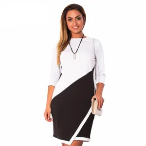 women casual sheath patchwork dress fashion bodycon knee length party dresses 5xl 6xl plus size