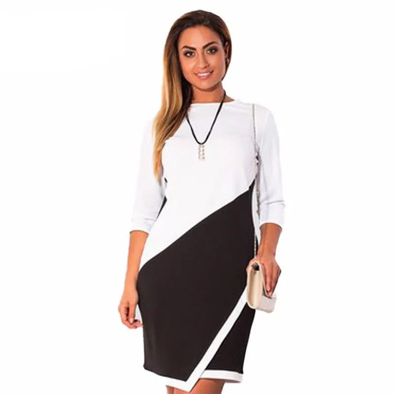 women casual sheath patchwork dress fashion bodycon knee length party dresses 5xl 6xl plus size