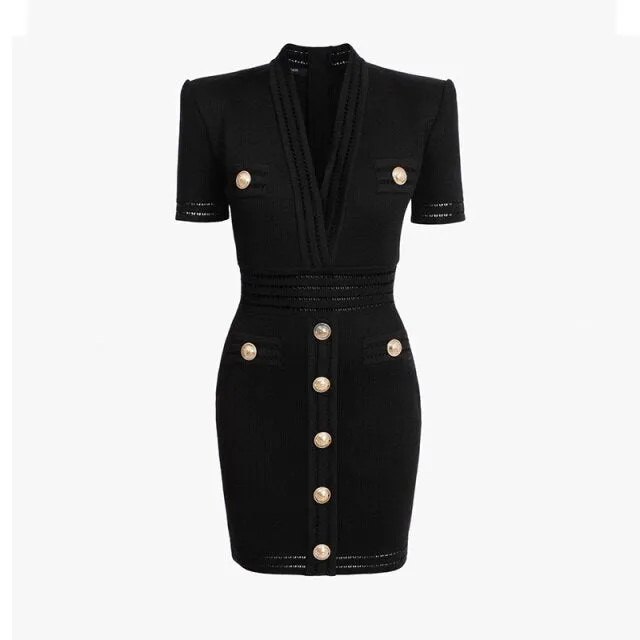 Women Single Breasted Thin High Waist Knitted Dress