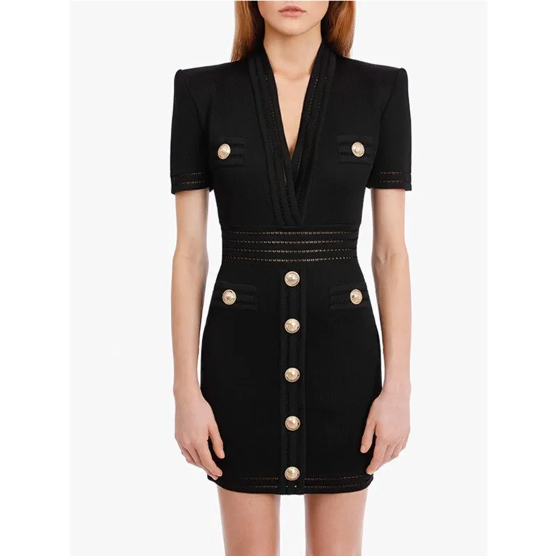 Women Single Breasted Thin High Waist Knitted Dress