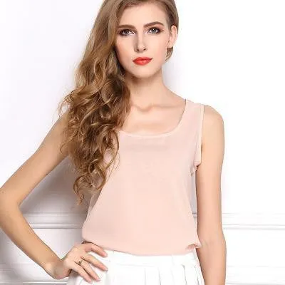 Womens Blouses Chiffon Clothing Ladies Candy Color Sleeveless Chiffon Blouses Vest 14 Colors Shirt 3xl Women Tops