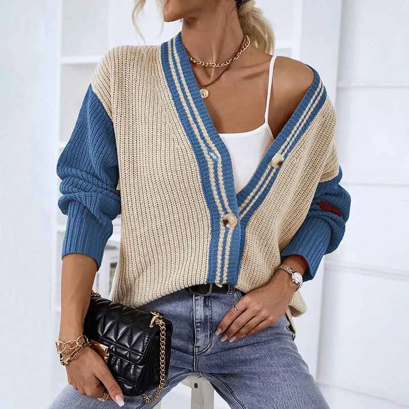 Women's Casual Knit Cardigan Sweater V Neck Drop Shoulder Button Up Loose Outerwear K446