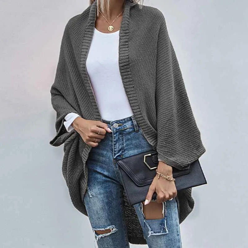 Womens Color Block Cardigan Open Front Sweaters Loose Knit Casual Coat K286