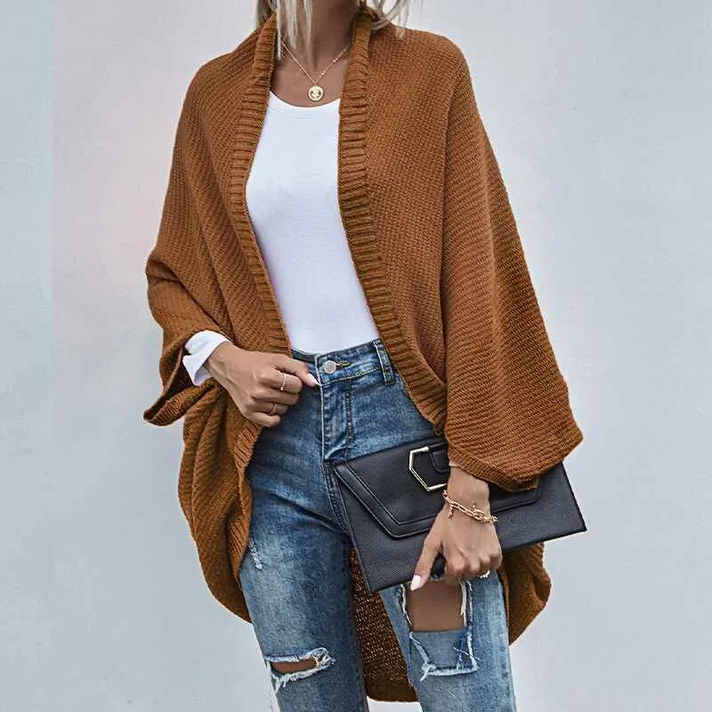 Womens Color Block Cardigan Open Front Sweaters Loose Knit Casual Coat K286