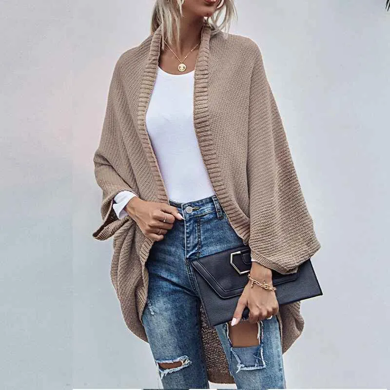 Womens Color Block Cardigan Open Front Sweaters Loose Knit Casual Coat K286