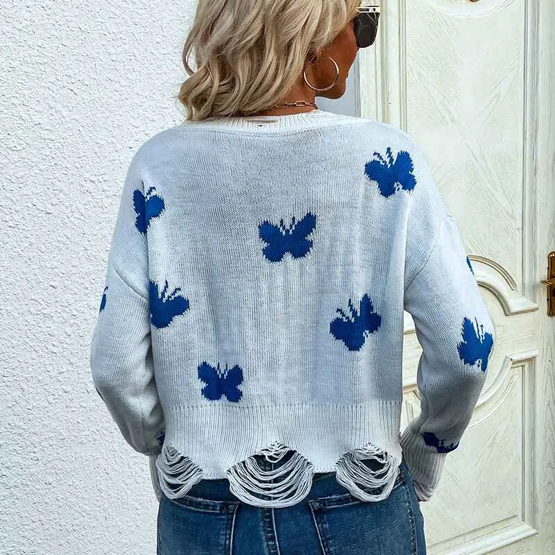 Womens Crew Neck Long Sleeve Striped Color Block Knitted Pullover Sweaters Tops  K332