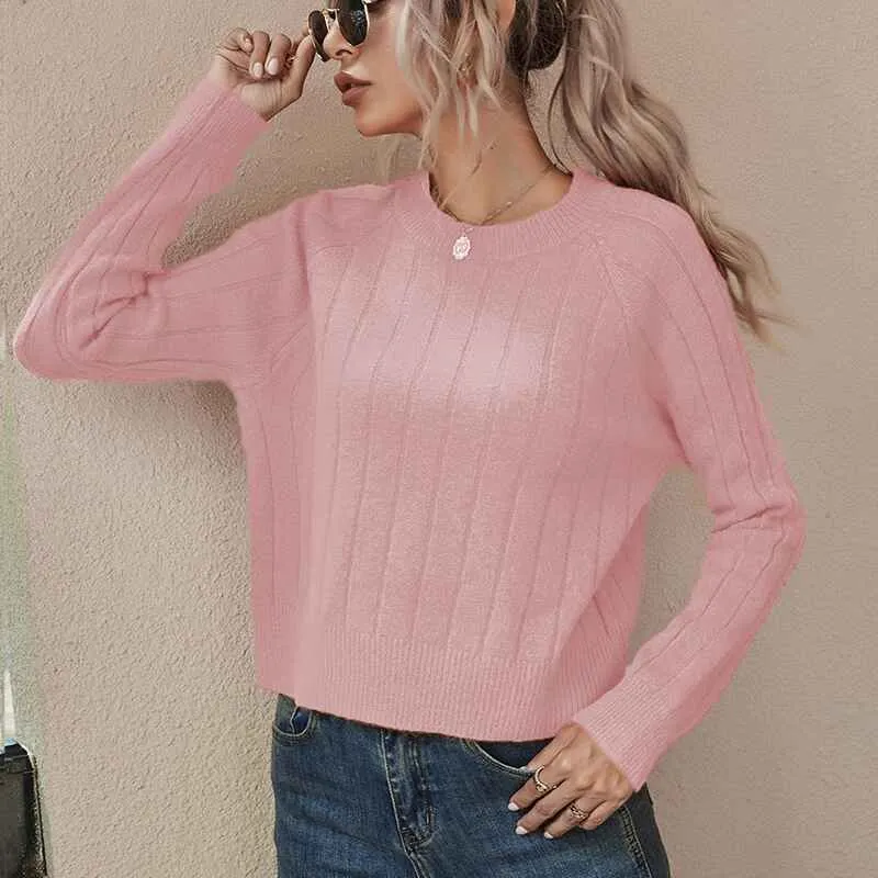 Women's Fine Gauge Stretch Crewneck Pullover Sweater K375