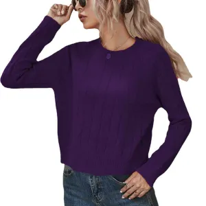 Women's Fine Gauge Stretch Crewneck Pullover Sweater K375