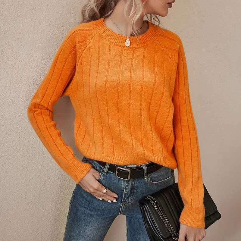 Women's Fine Gauge Stretch Crewneck Pullover Sweater K375