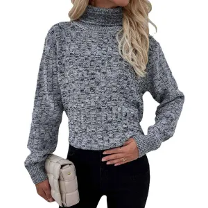 Women's Long Sleeves Turtleneck Casual Pullover Sweater Winter Fuzzy Fleece Warm Outwear Sweatshirts  K335