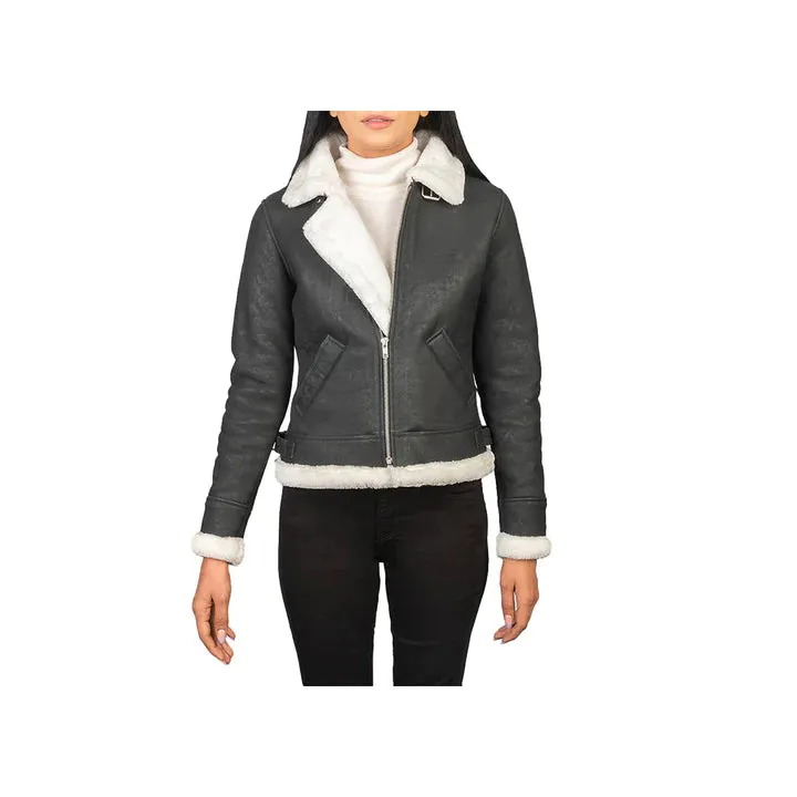 Women's Shearling Full Zip Original Leather Jacket
