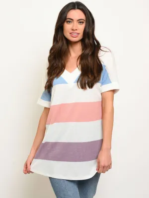 WOMEN'S THERMO STRIPE MULTICOLOR V-NECK BAND TOP