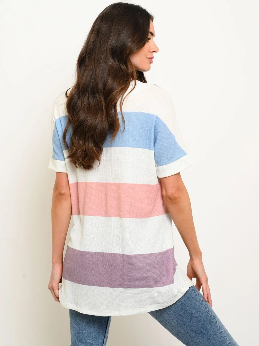 WOMEN'S THERMO STRIPE MULTICOLOR V-NECK BAND TOP