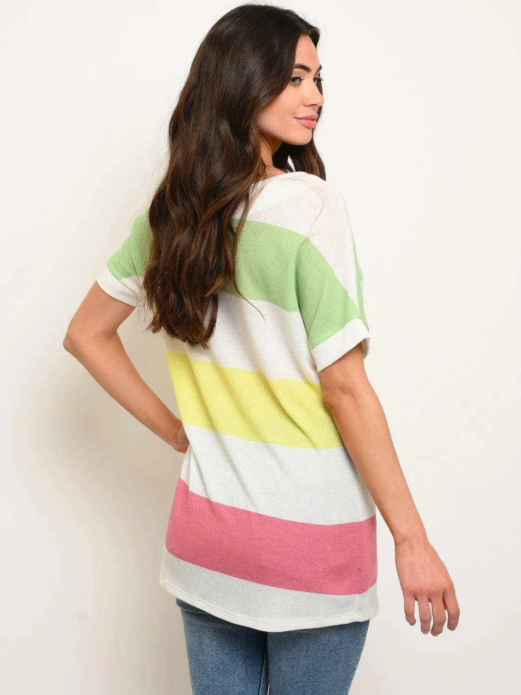 WOMEN'S THERMO STRIPE MULTICOLOR V-NECK BAND TOP