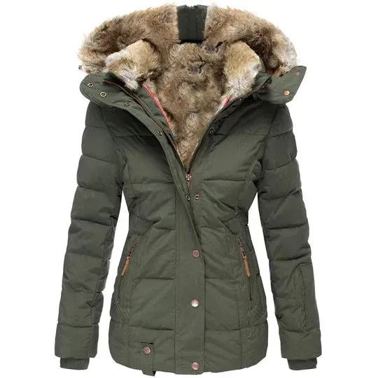 Women's winter coats with detachable fur collar - warm and stylish