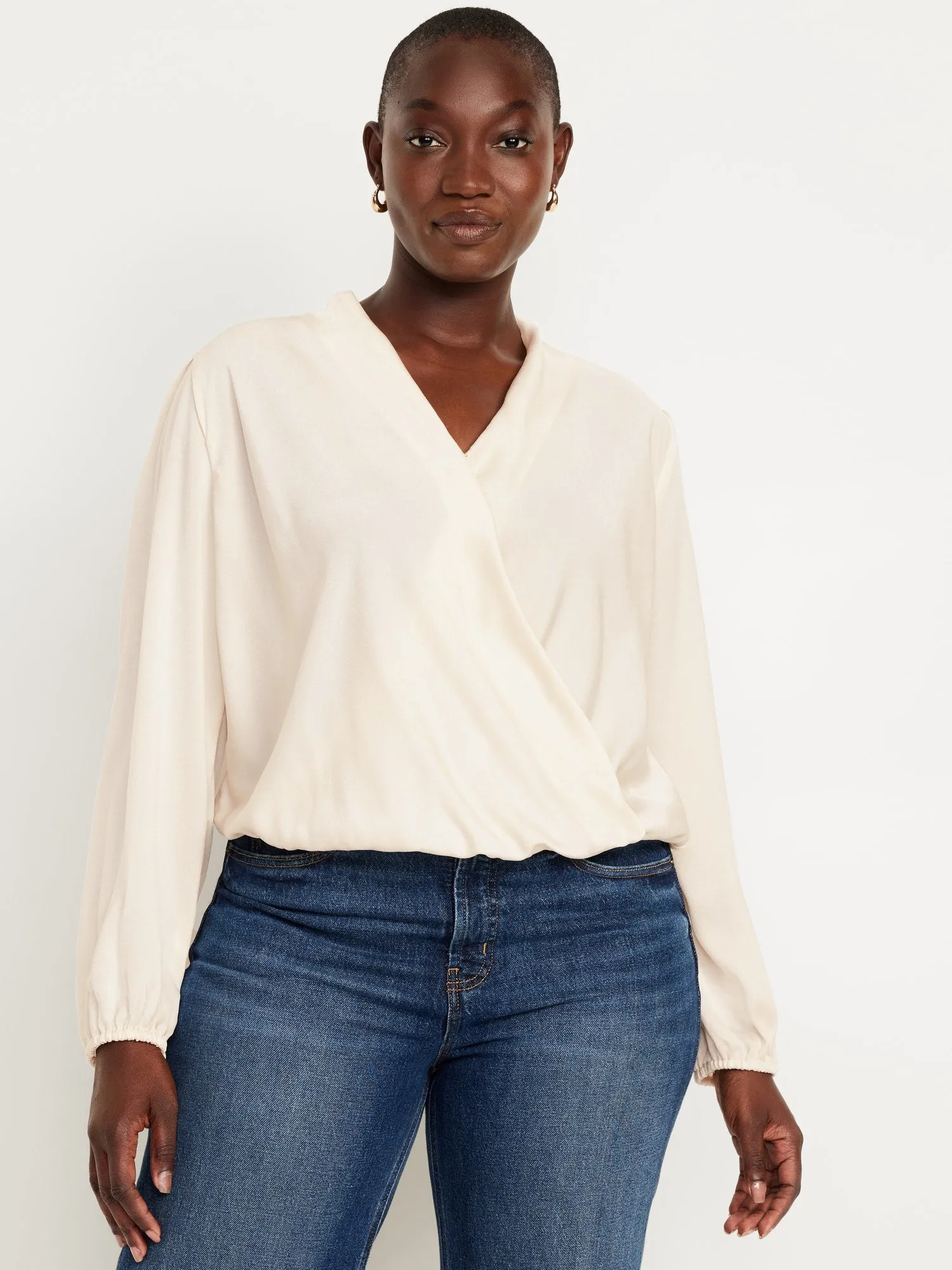 Wrap-Front Satin Top