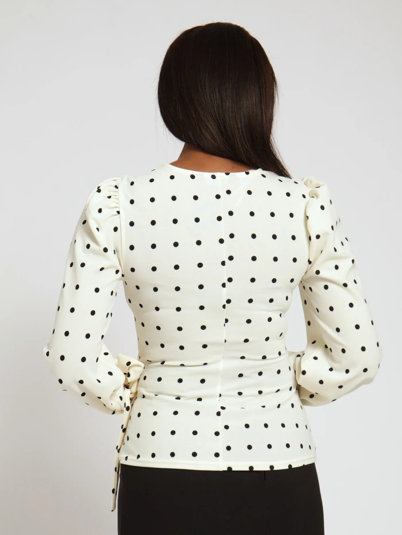 Wrap Poka Dot Blouse - Cream
