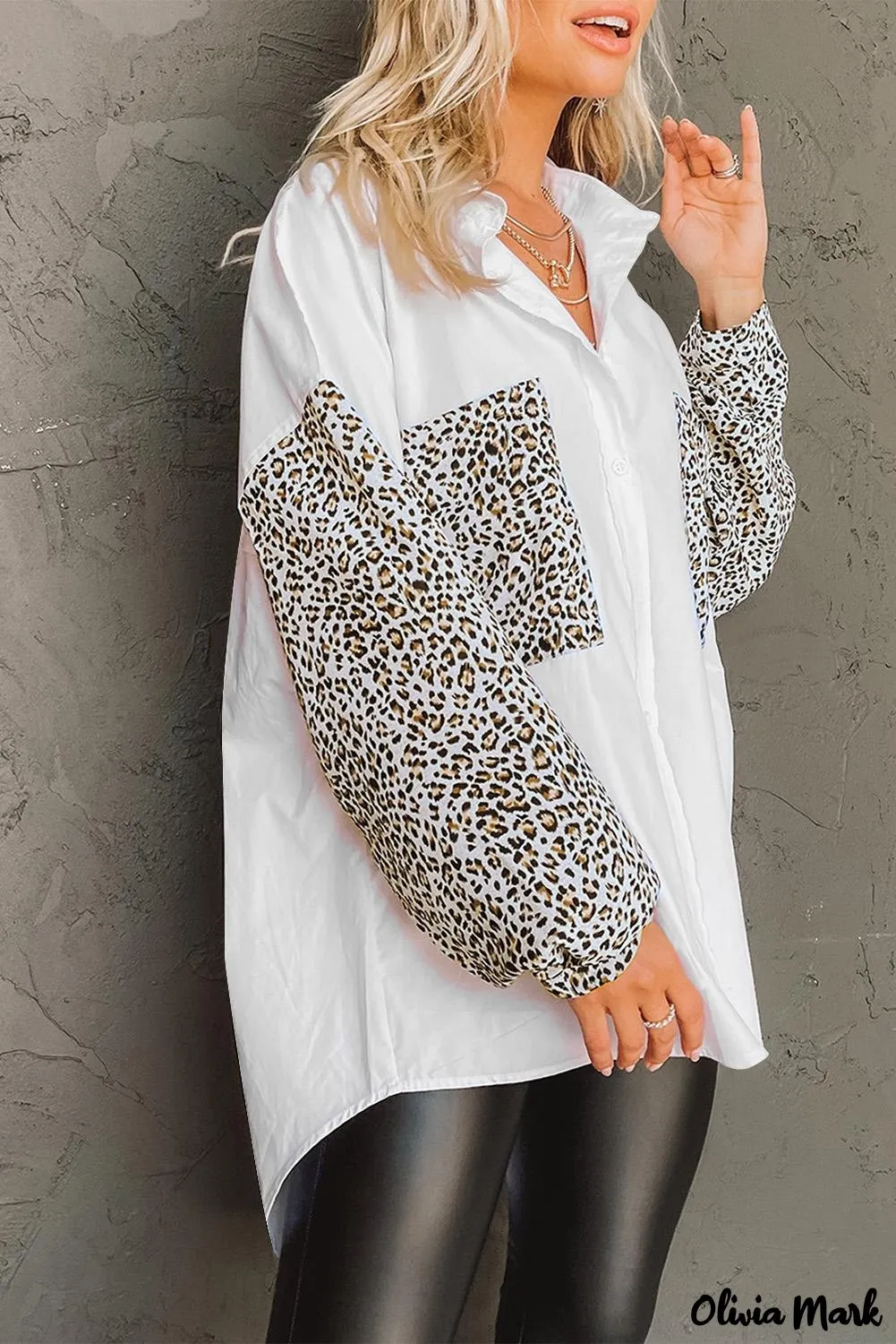 Xieyinshe - Patchwork Drop Shoulder Long Sleeve Shirt