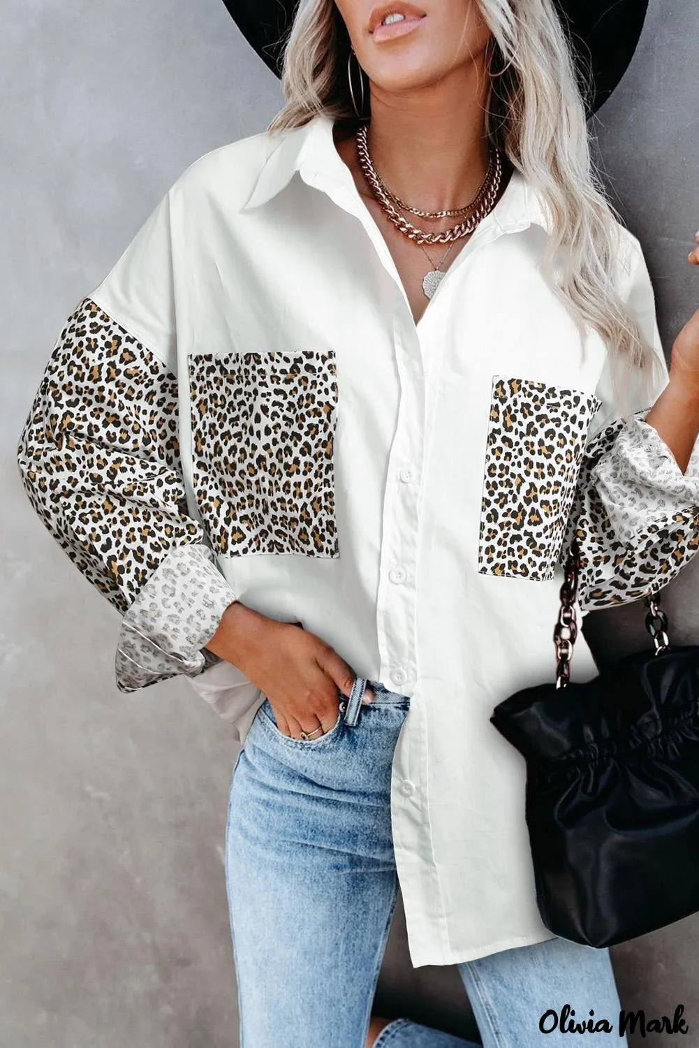 Xieyinshe - Patchwork Drop Shoulder Long Sleeve Shirt