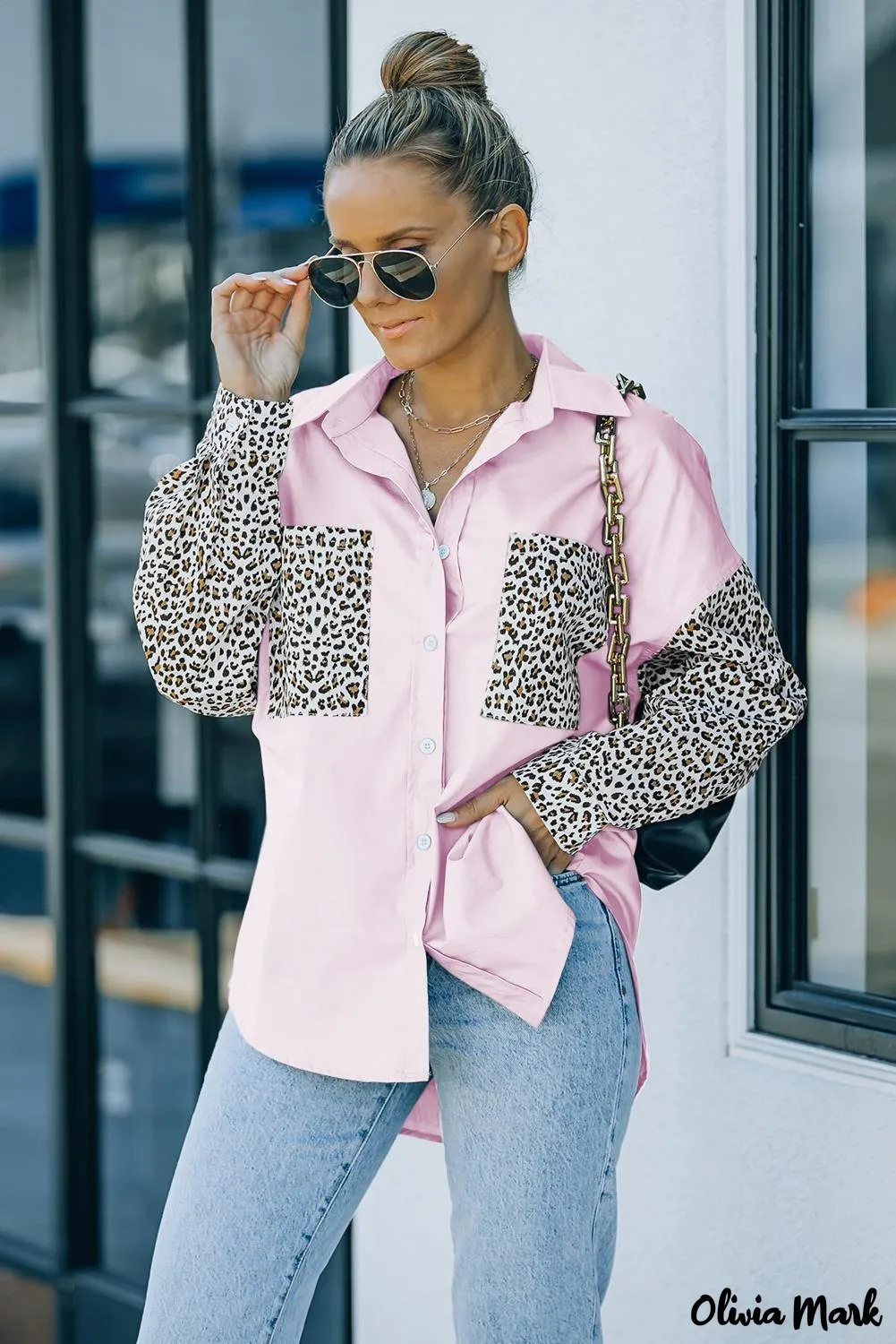 Xieyinshe - Patchwork Drop Shoulder Long Sleeve Shirt