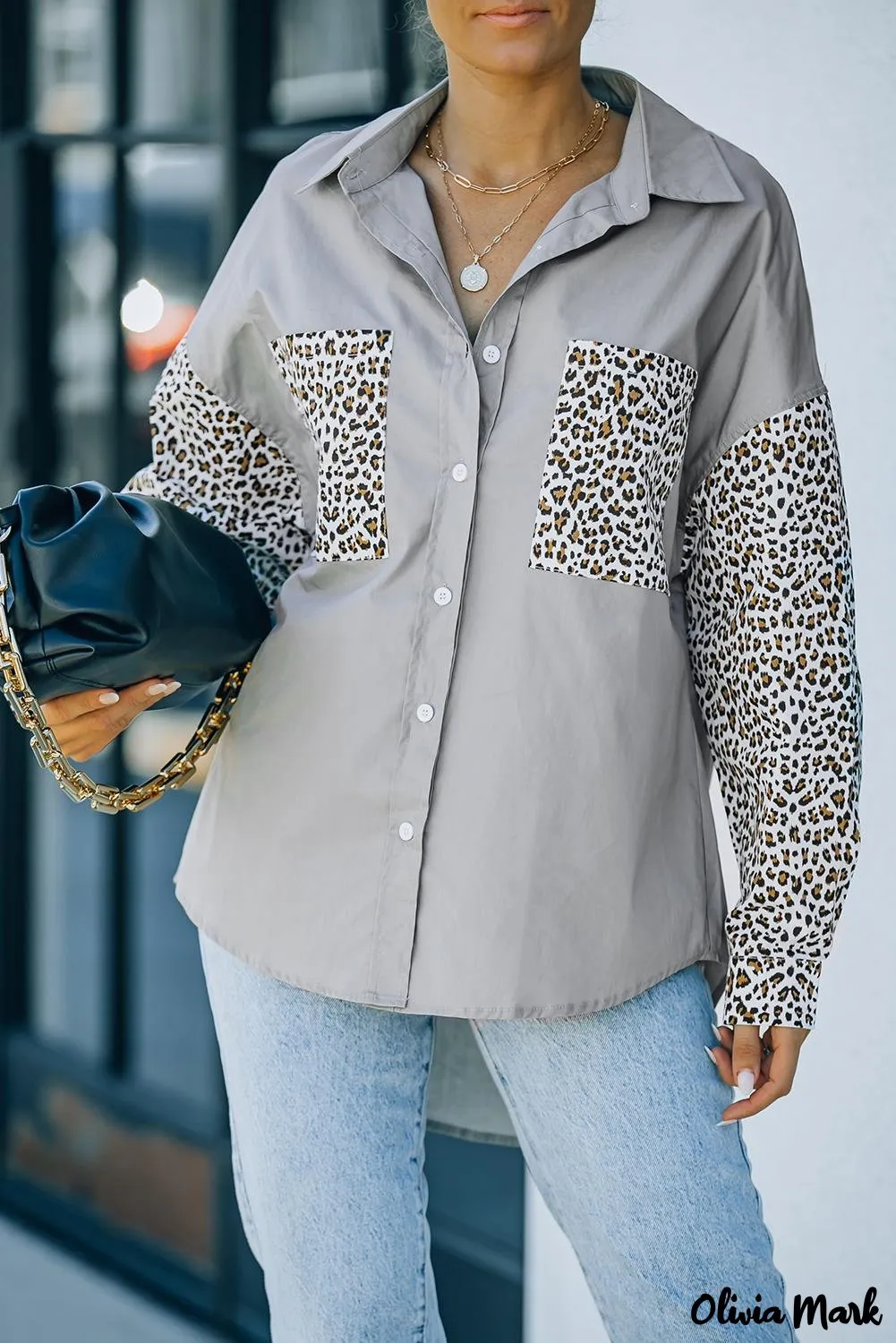 Xieyinshe - Patchwork Drop Shoulder Long Sleeve Shirt