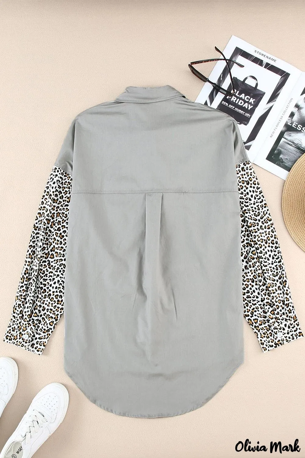 Xieyinshe - Patchwork Drop Shoulder Long Sleeve Shirt