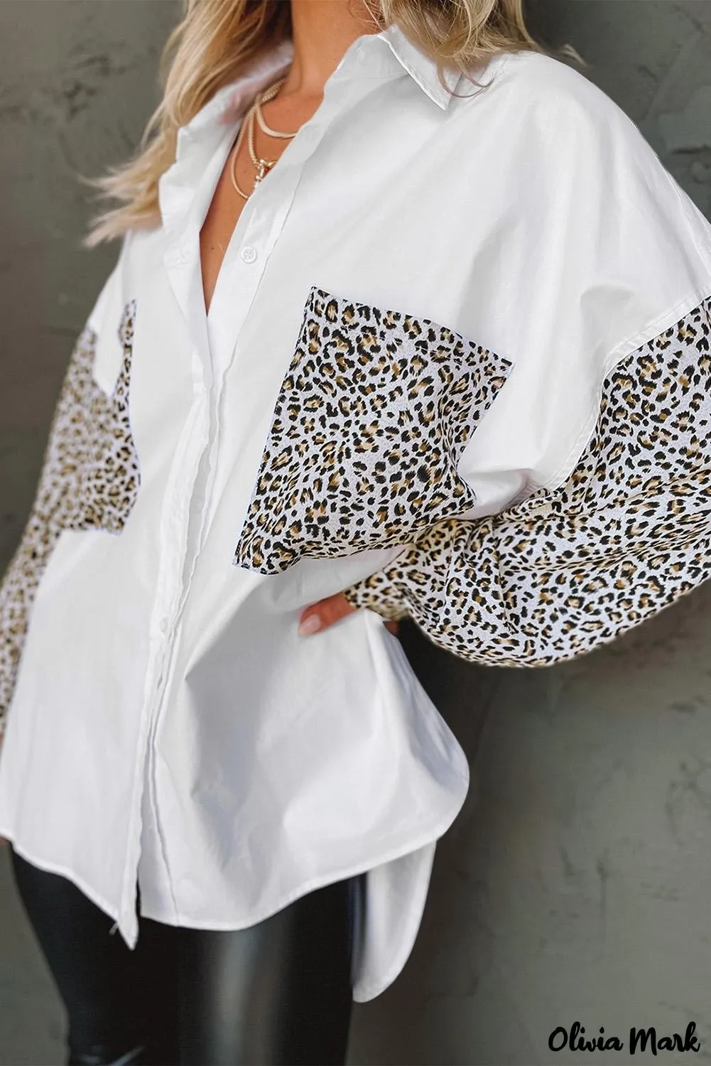 Xieyinshe - Patchwork Drop Shoulder Long Sleeve Shirt