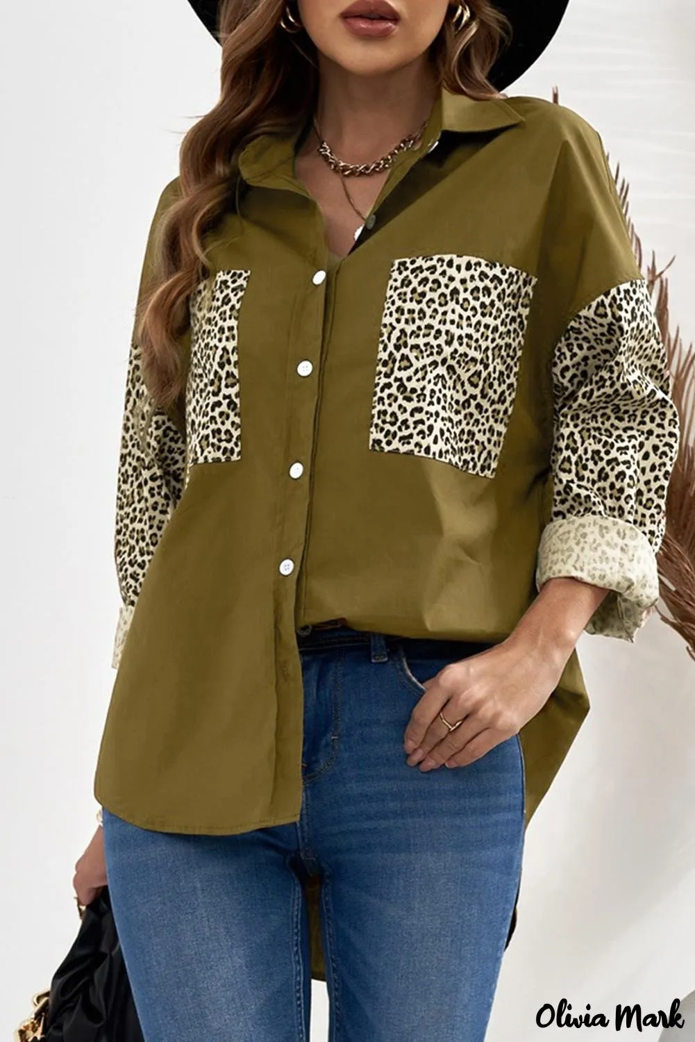 Xieyinshe - Patchwork Drop Shoulder Long Sleeve Shirt