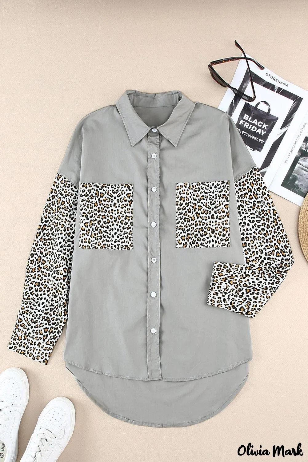 Xieyinshe - Patchwork Drop Shoulder Long Sleeve Shirt