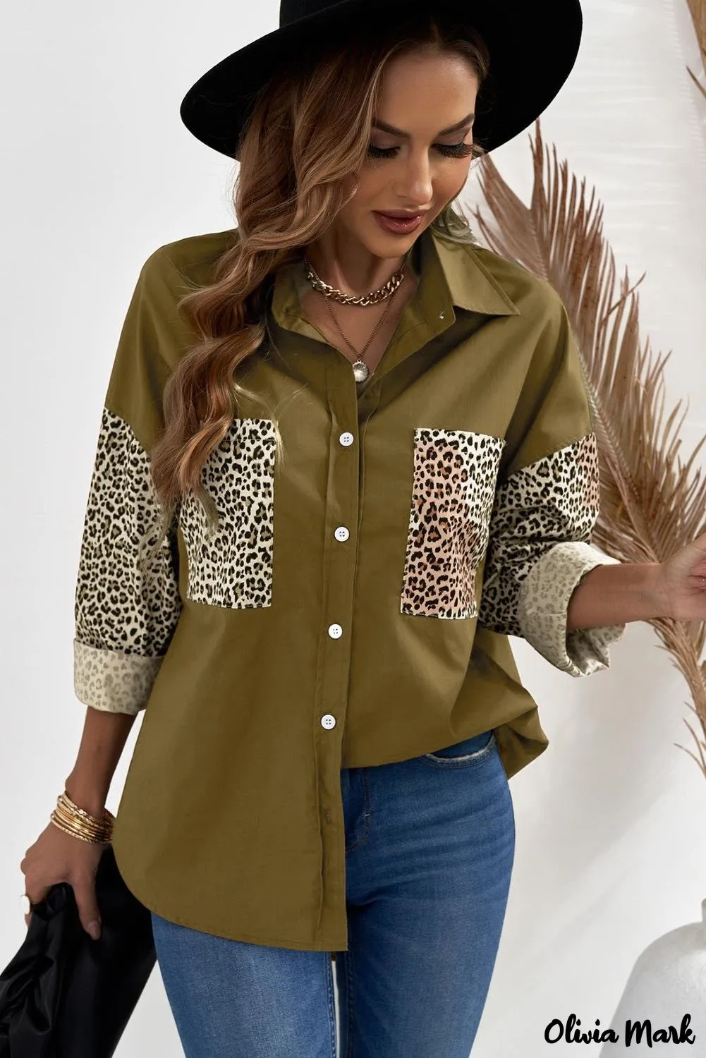 Xieyinshe - Patchwork Drop Shoulder Long Sleeve Shirt