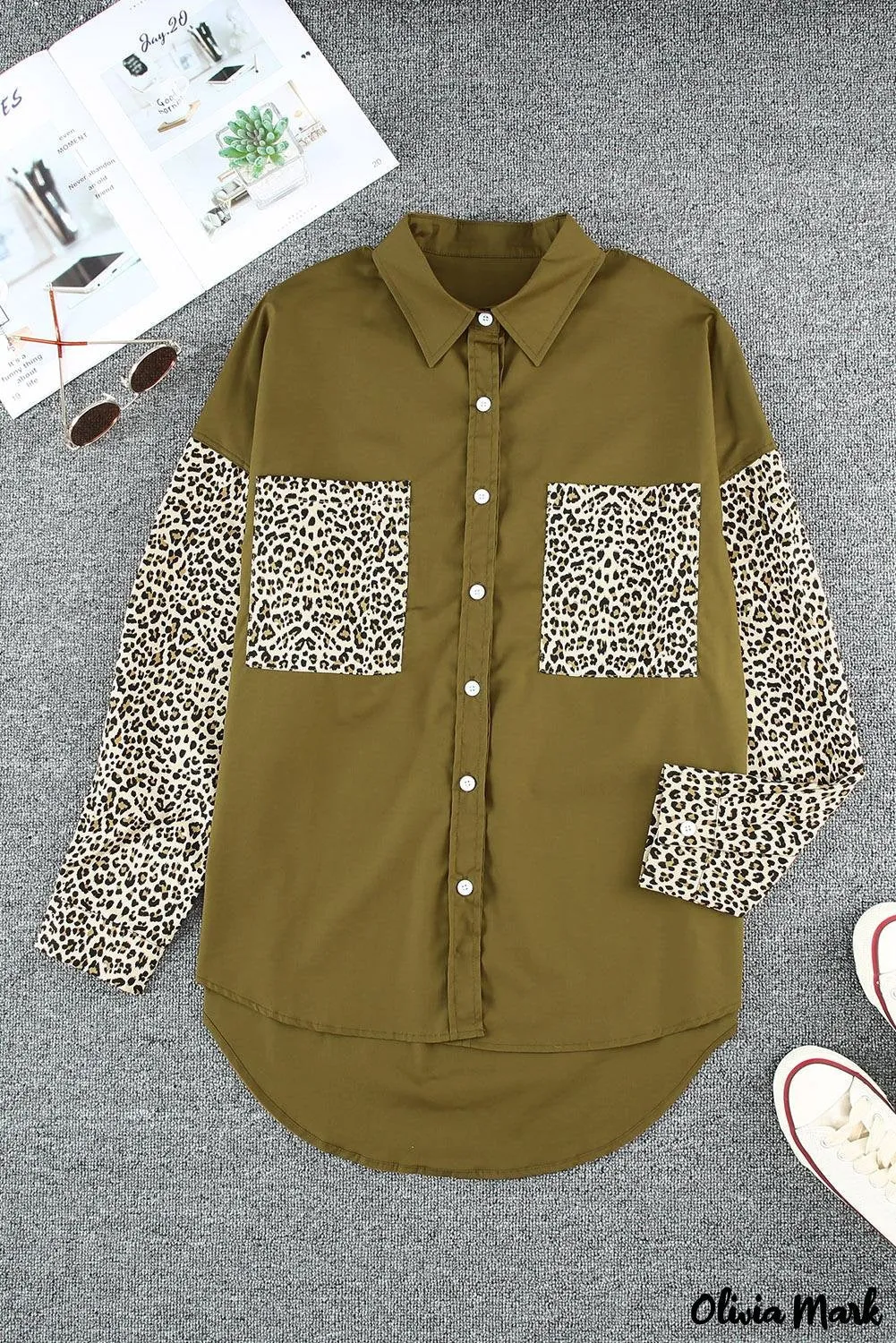 Xieyinshe - Patchwork Drop Shoulder Long Sleeve Shirt