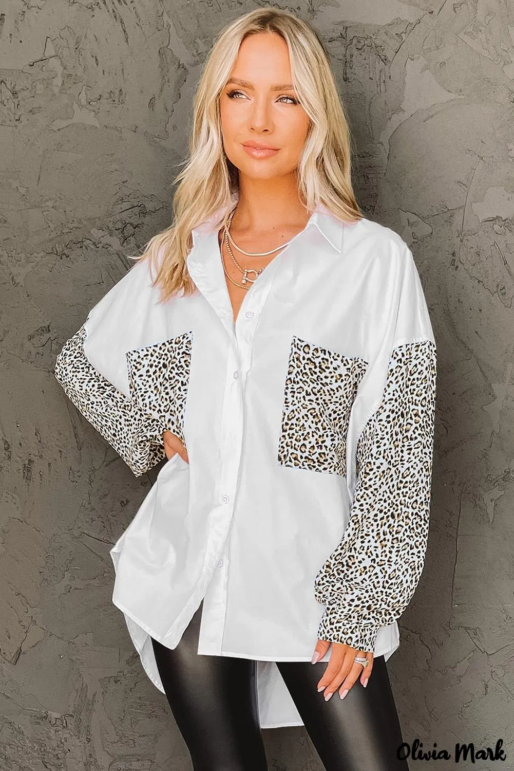 Xieyinshe - Patchwork Drop Shoulder Long Sleeve Shirt
