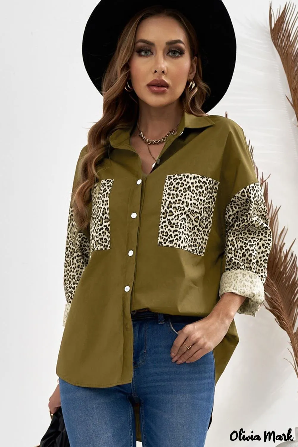 Xieyinshe - Patchwork Drop Shoulder Long Sleeve Shirt