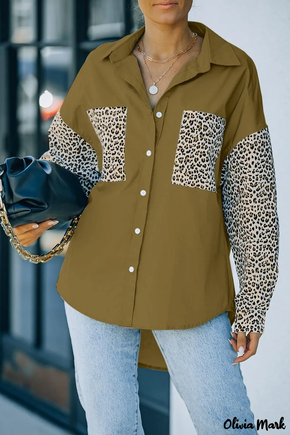 Xieyinshe - Patchwork Drop Shoulder Long Sleeve Shirt