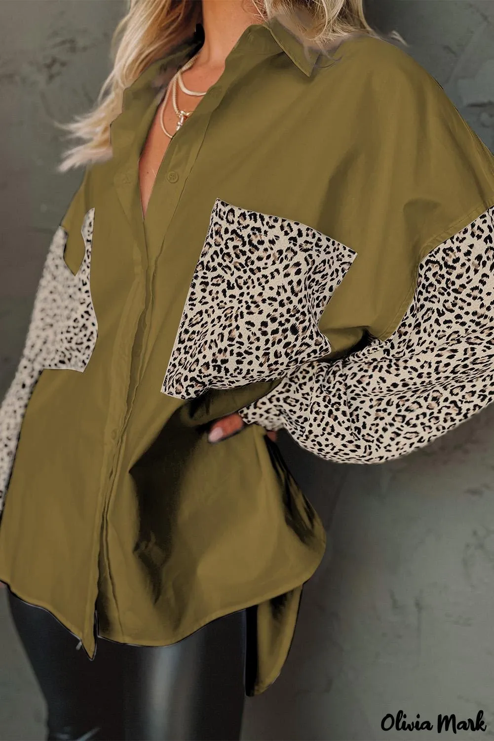 Xieyinshe - Patchwork Drop Shoulder Long Sleeve Shirt