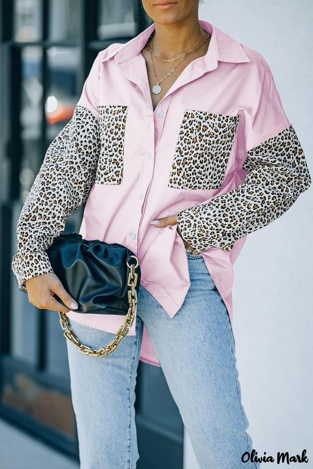 Xieyinshe - Patchwork Drop Shoulder Long Sleeve Shirt
